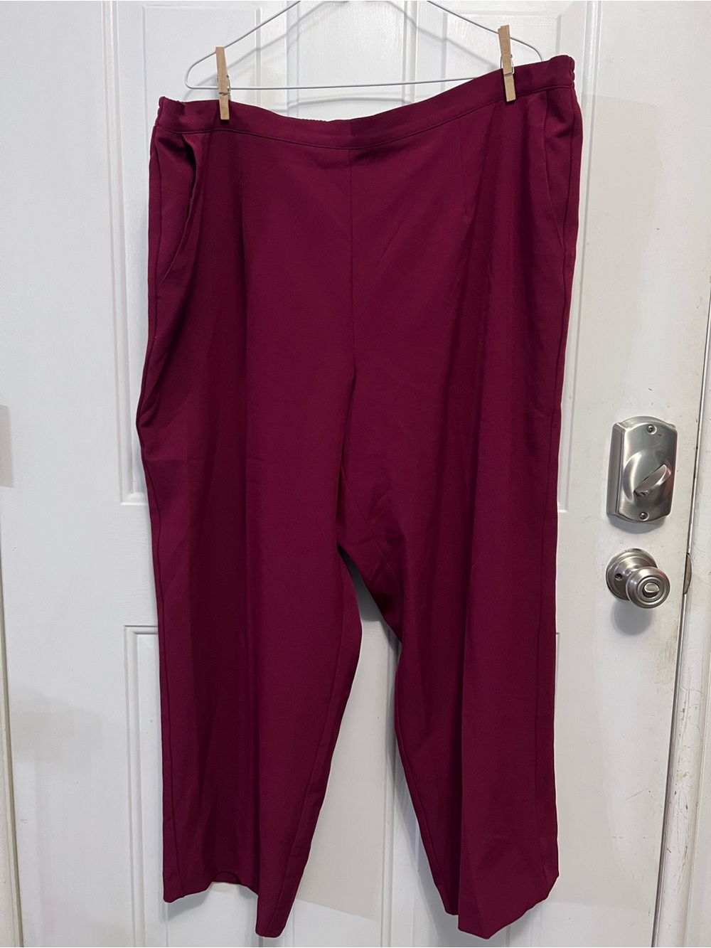 Alfred Dunner Women’s 24W Burgundy Pull On Pants Stretch Elastic Waist Pockets